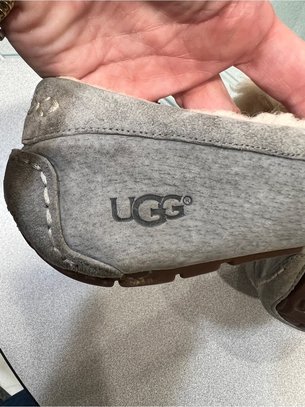 UGG Ansley Gray blue Slip-On Moccasins sz 6